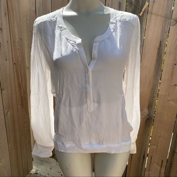 A.l.C.  white sheer silk blouse with pockets size small - Picture 1 of 12